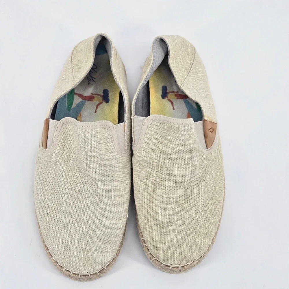 Olukai Kaula Paa Kapa Oatmeal Beige Espadrille Slip On Shoes Flats Women 8 VGUC